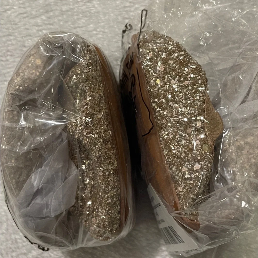 Yosi New York Champagne Gold Chunky Glitter Lexington Ballet Flat Shoes - Picture 7 of 7